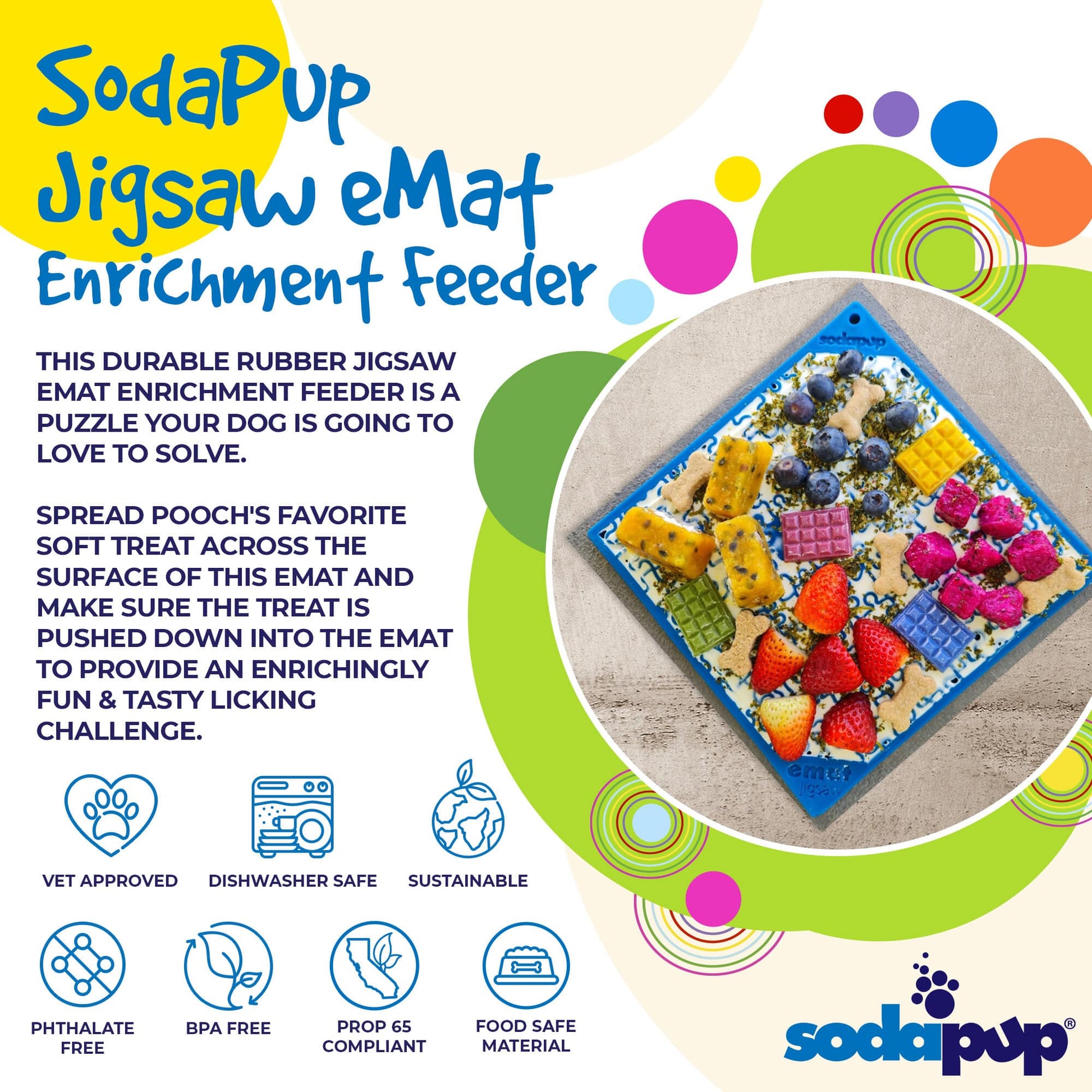 Jigsaw Puzzle eMat - Enrichment Lick Mat for Dogs and Cats | eMat Enrichment Toy for Anxiety Relief | USA Made EMAT SodaPup/True Dogs, LLC