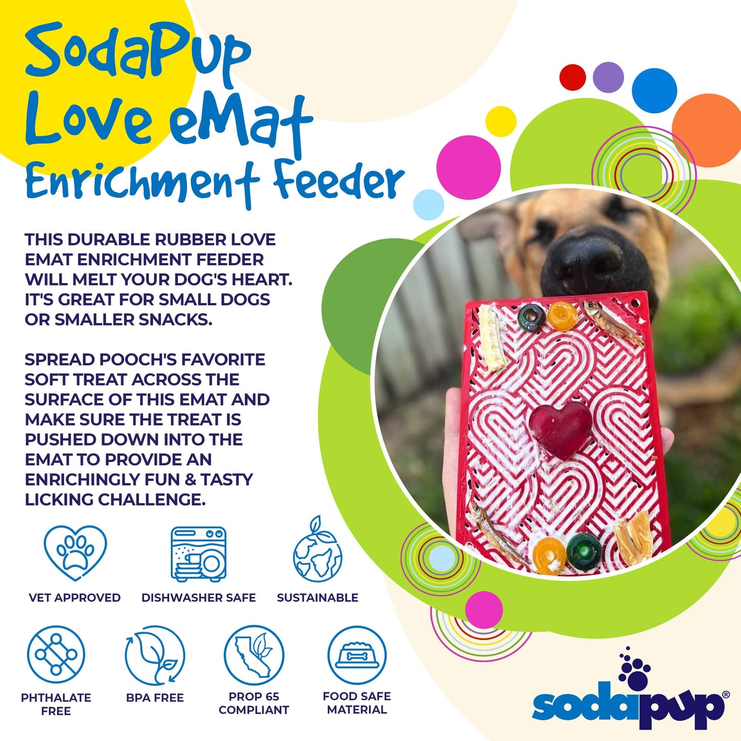 Love eMat - Enrichment Lick Mat for Dogs and Cats| Heart Design | SodaPup EMAT SodaPup/True Dogs, LLC