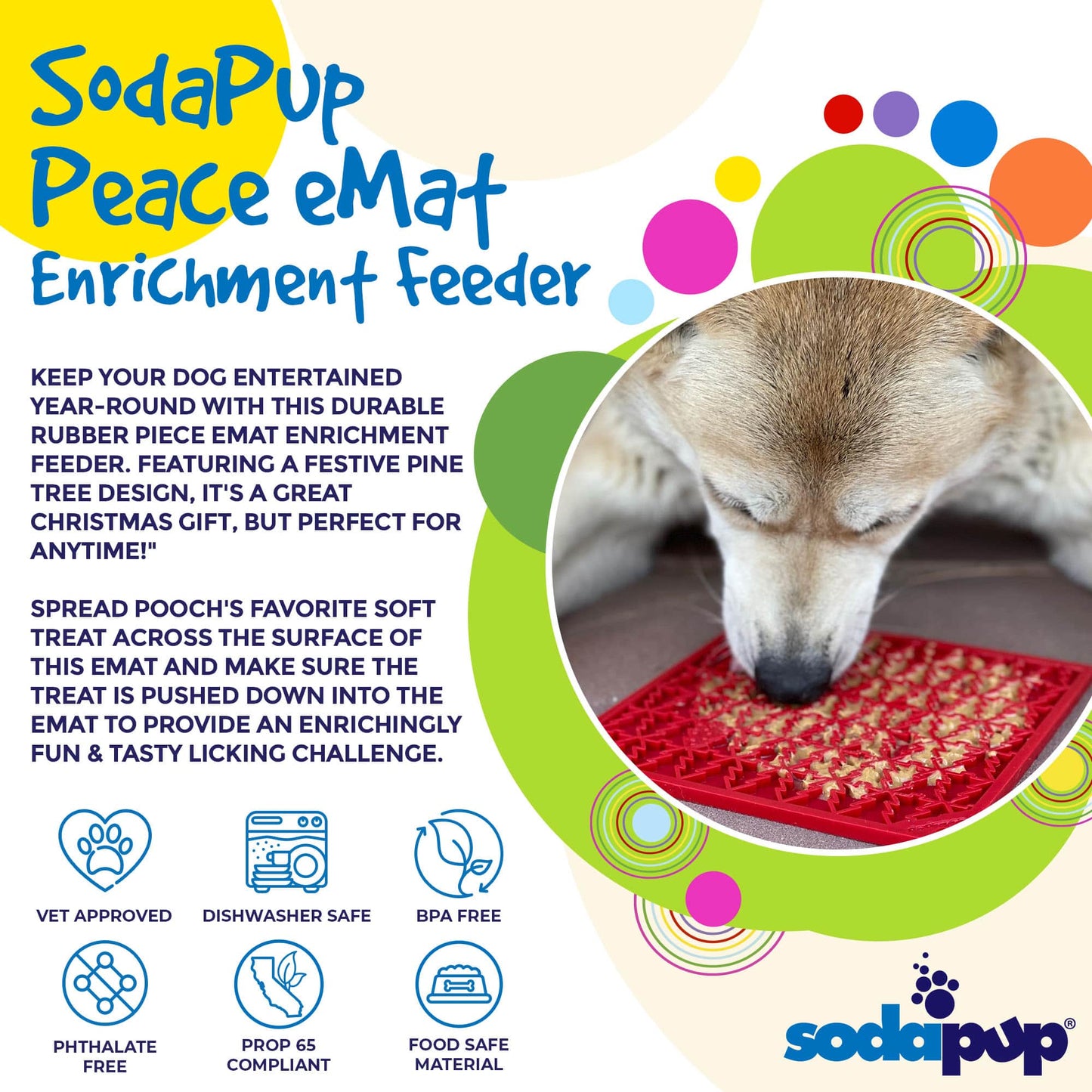 "Peace" Christmas Tree emat - Enrichment Lick Mat for Dogs and Cats | Christmas Tree design | SodaPup EMAT SodaPup/True Dogs, LLC
