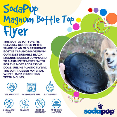 Magnum Bottle Top Flyer Rubber Frisbee for Heavy Chewers | Large | USA Made Rubber Dog Toys SodaPup/True Dogs, LLC
