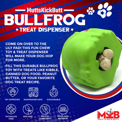 Bull Frog Dog Chew Toy & Treat Dispenser - USA Made | SodaPup Rubber Dog Toys SodaPup/True Dogs, LLC