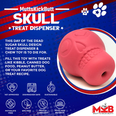 Sugar Skull Dog Chew Toy & Treat Dispenser - USA Made | SodaPup Rubber Dog Toys SodaPup/True Dogs, LLC