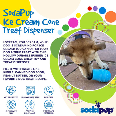 Ice Cream Cone Rubber Dog Chew Toy for Power Chewers | USA Made | SodaPup Rubber Dog Toys SodaPup/True Dogs, LLC