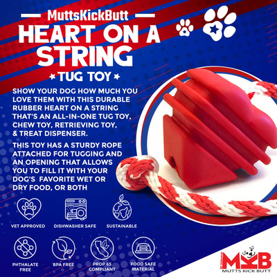 Heart on a String Dog Toy - Durable Rubber Tug Toy for Large Dogs | USA Made Rubber Dog Toys SodaPup/True Dogs, LLC