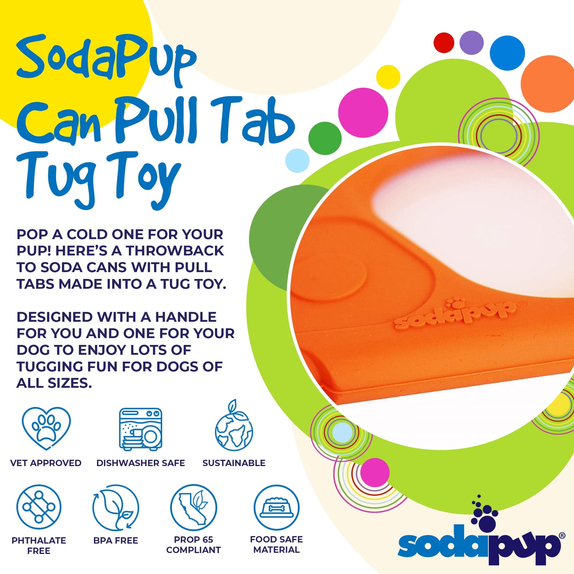 Pop Top Rubber Tug Toy for Interactive Play | Heavy Chewers | USA Made | SodaPup Rubber Dog Toys SodaPup/True Dogs, LLC