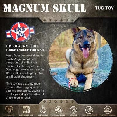 USA-K9 Magnum Skull - Black Magnum Rubber Chew Toy for Extreme Chewers | USA Made Rubber Dog Toys SodaPup/True Dogs, LLC