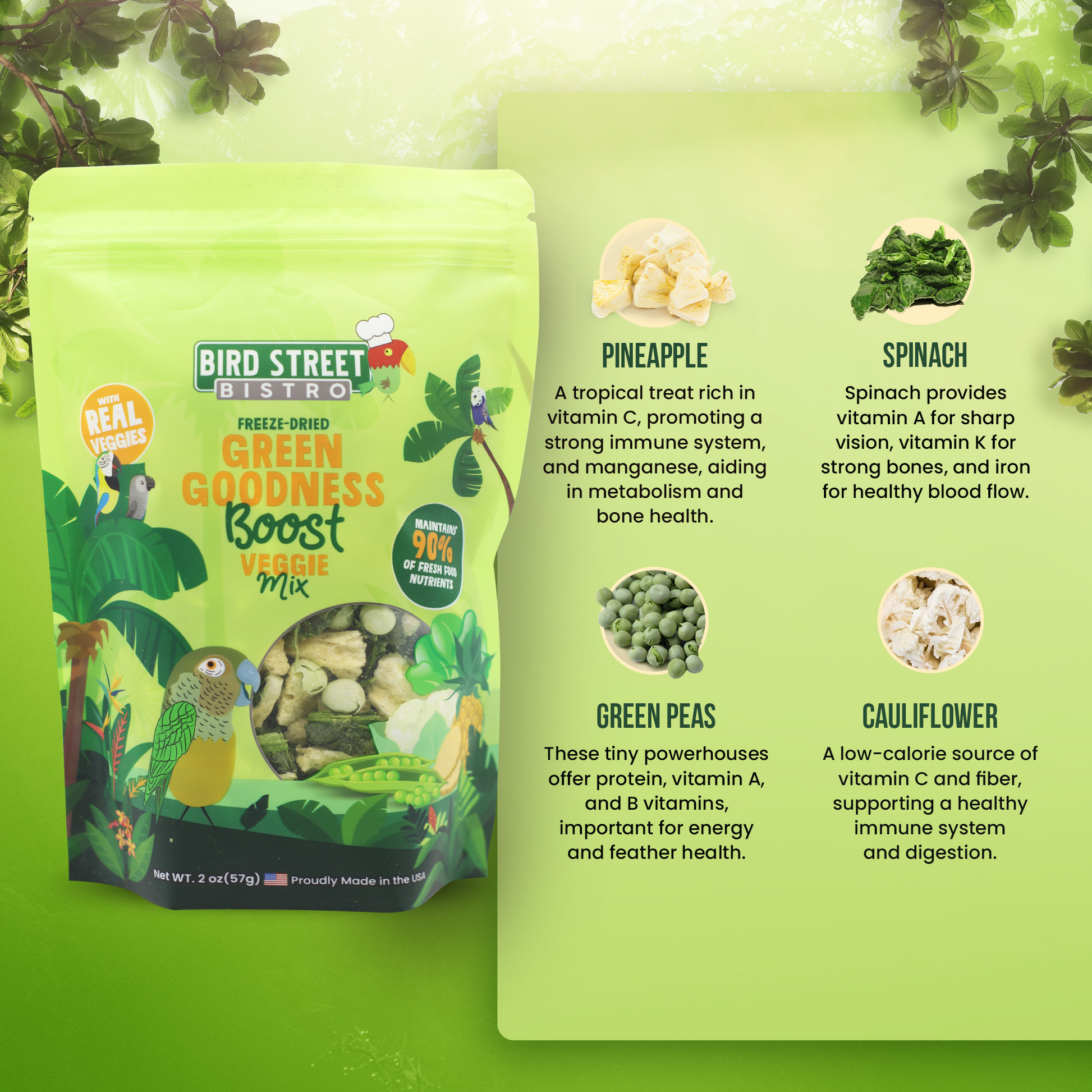 Green Goodness Boost - Parrot Veggies Mix Parrot Food Bird Street Bistro