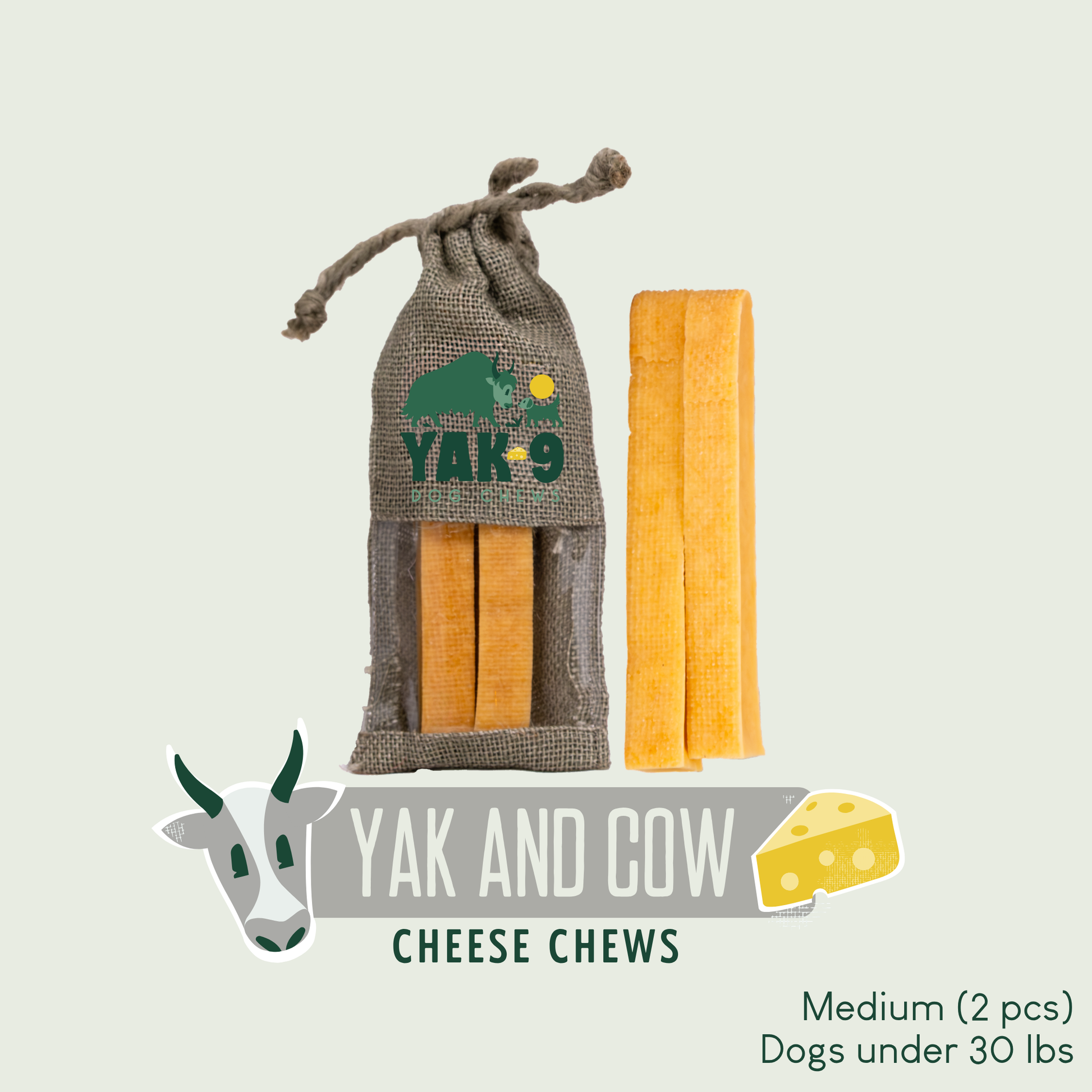 Yak and Cow Cheese Chews for Dogs Medium (2.3oz) 2 pack YAK AND COW MILK CHEWS Yak9 Chews