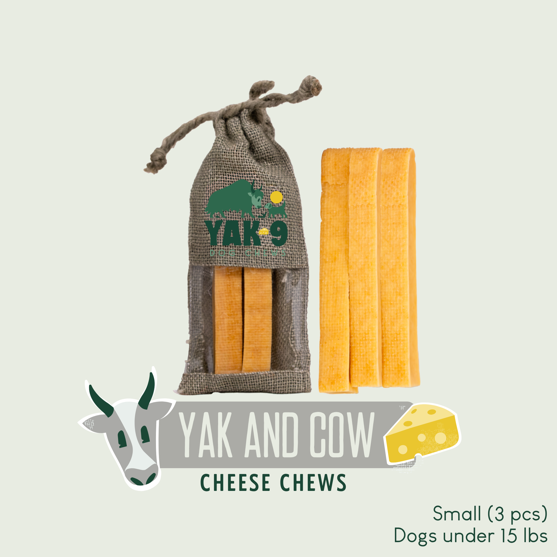 Yak and Cow Cheese Chews for Dogs Small (1.1oz) 3 pack YAK AND COW MILK CHEWS Yak9 Chews
