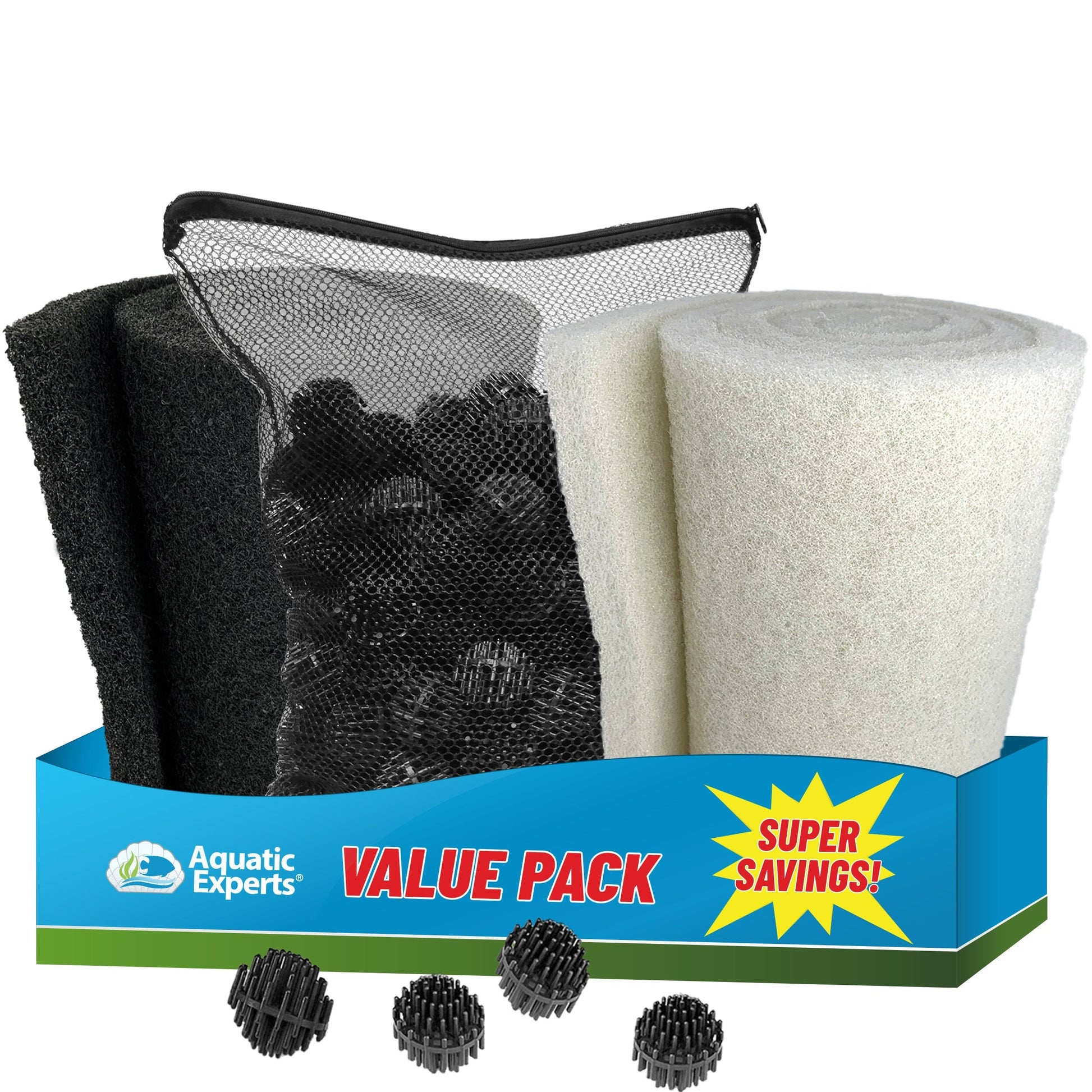 Classic Koi Pond Filter Pad FINE - White Bulk Roll Filter Media, Ultra-Durable for Fish Ponds - Made in USA Value Pack 12" Pond Filter Bundle Aquatic Experts