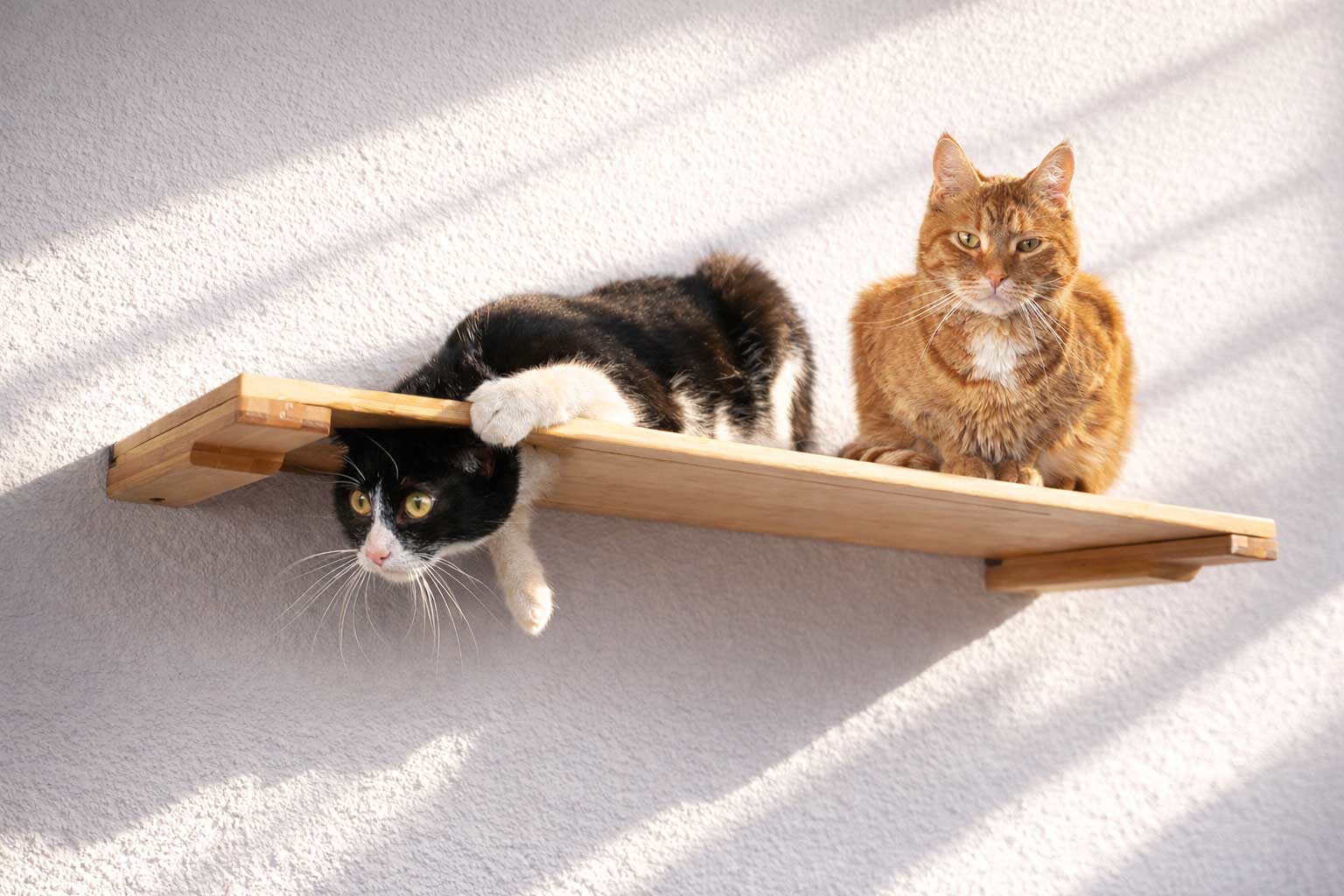 Wall Mounted Cat Shelf Natural Bamboo 34" Escape Hatch Cat shelves/bed Catastrophic Creations