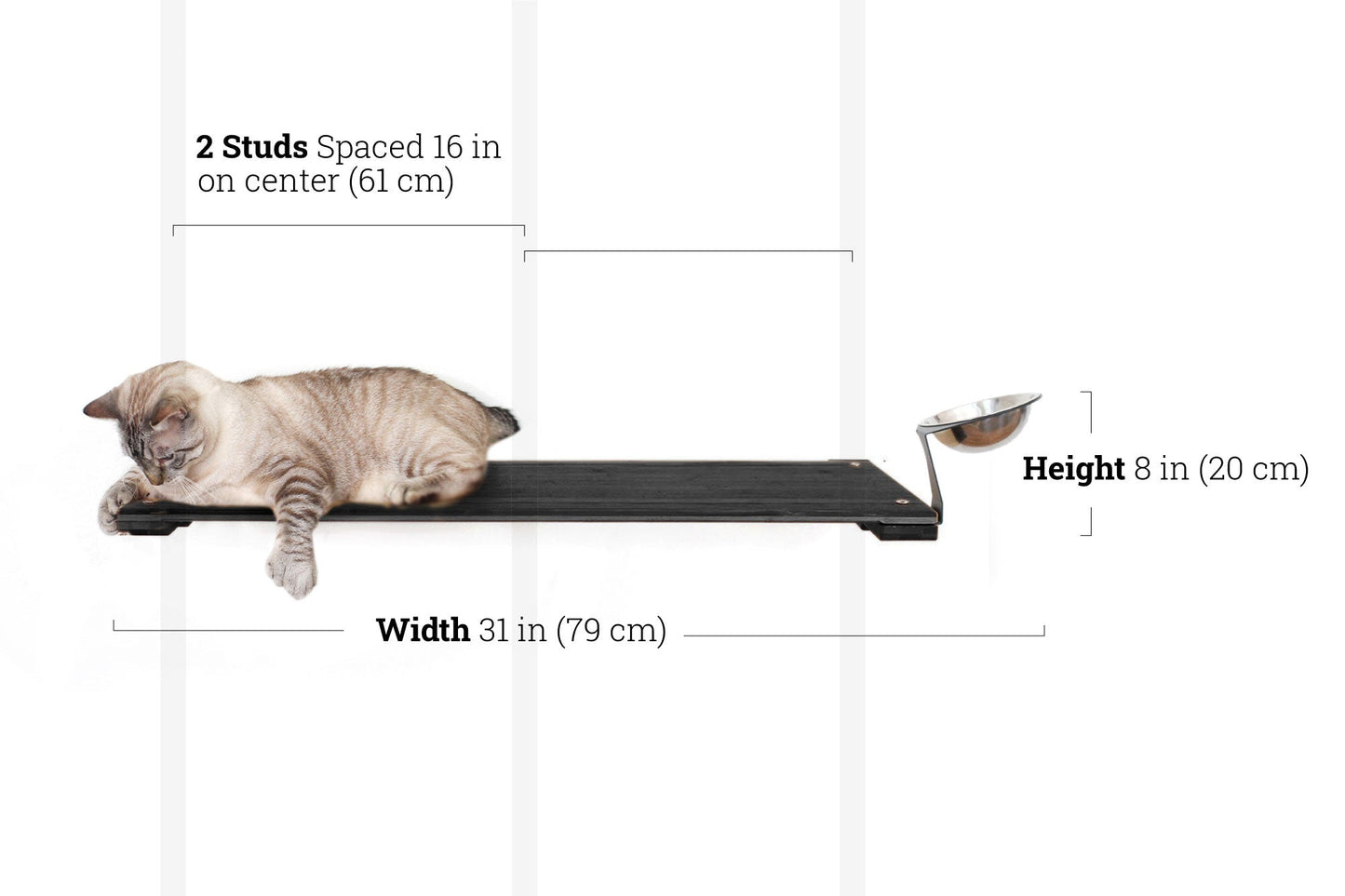 Wall Mounted Cat Feeding Shelf Elevated Onyx Bamboo Standalone Shelf Cat shelves/bed Catastrophic Creations