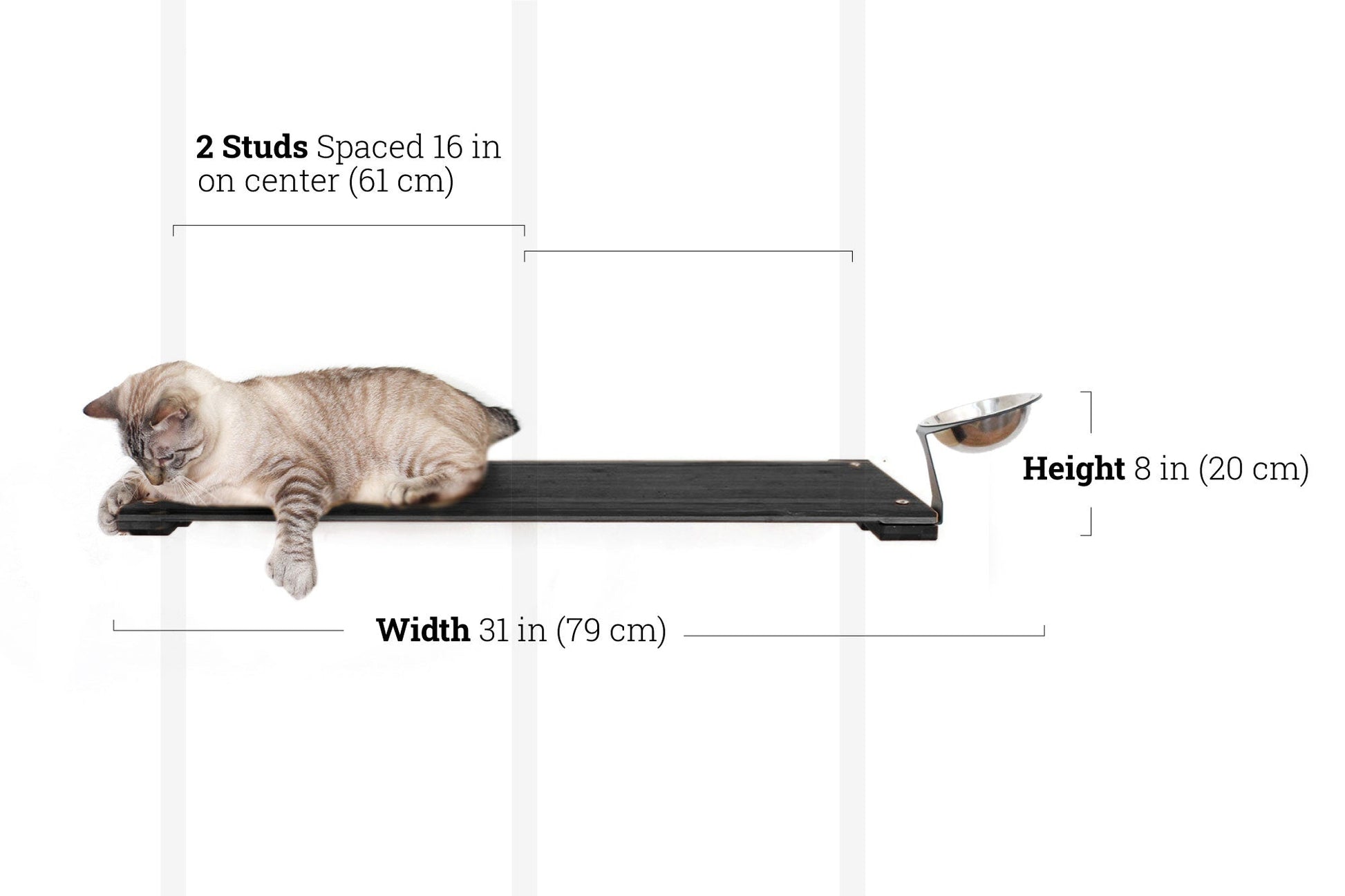 Wall Mounted Cat Feeding Shelf Elevated Onyx Bamboo Standalone Shelf Cat shelves/bed Catastrophic Creations