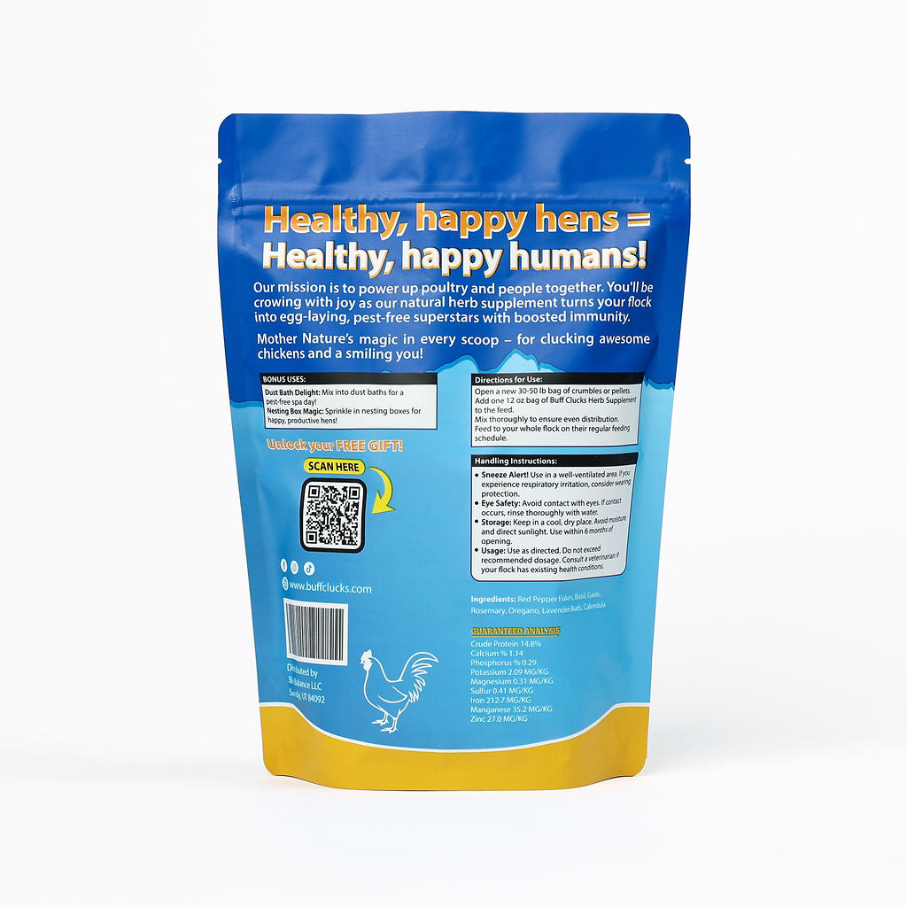Herb Supplement For Backyard Chickens Chicken Treat Buff Clucks