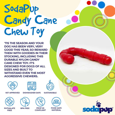 Candy Cane Nylon Dog Toy for Aggressive Chewers | USA Made | SodaPup Nylon Dog Toys SodaPup/True Dogs, LLC