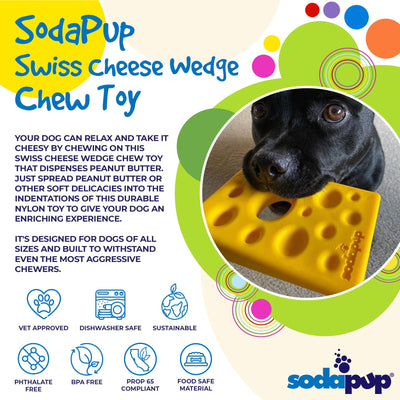 Swiss Cheese Wedge Nylon Dog Chew Toy for Aggressive Chewers | SodaPup Nylon Dog Toys SodaPup/True Dogs, LLC