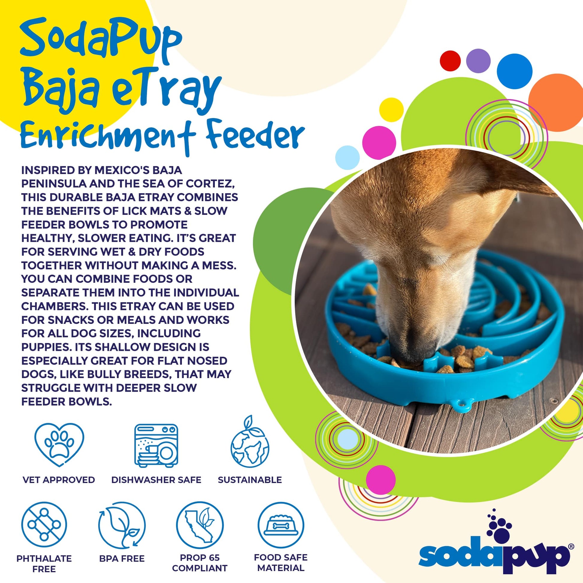 Baja Design eTray - Shallow Slow Feeder Dog Bowl for Enrichment | USA Made ETRAY SodaPup/True Dogs, LLC