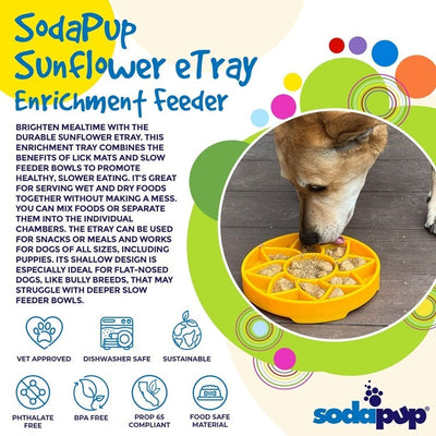 Sunflower eTray Shallow Slow Feeder Dog Bowl for Enrichment | USA Made ETRAY SodaPup/True Dogs, LLC