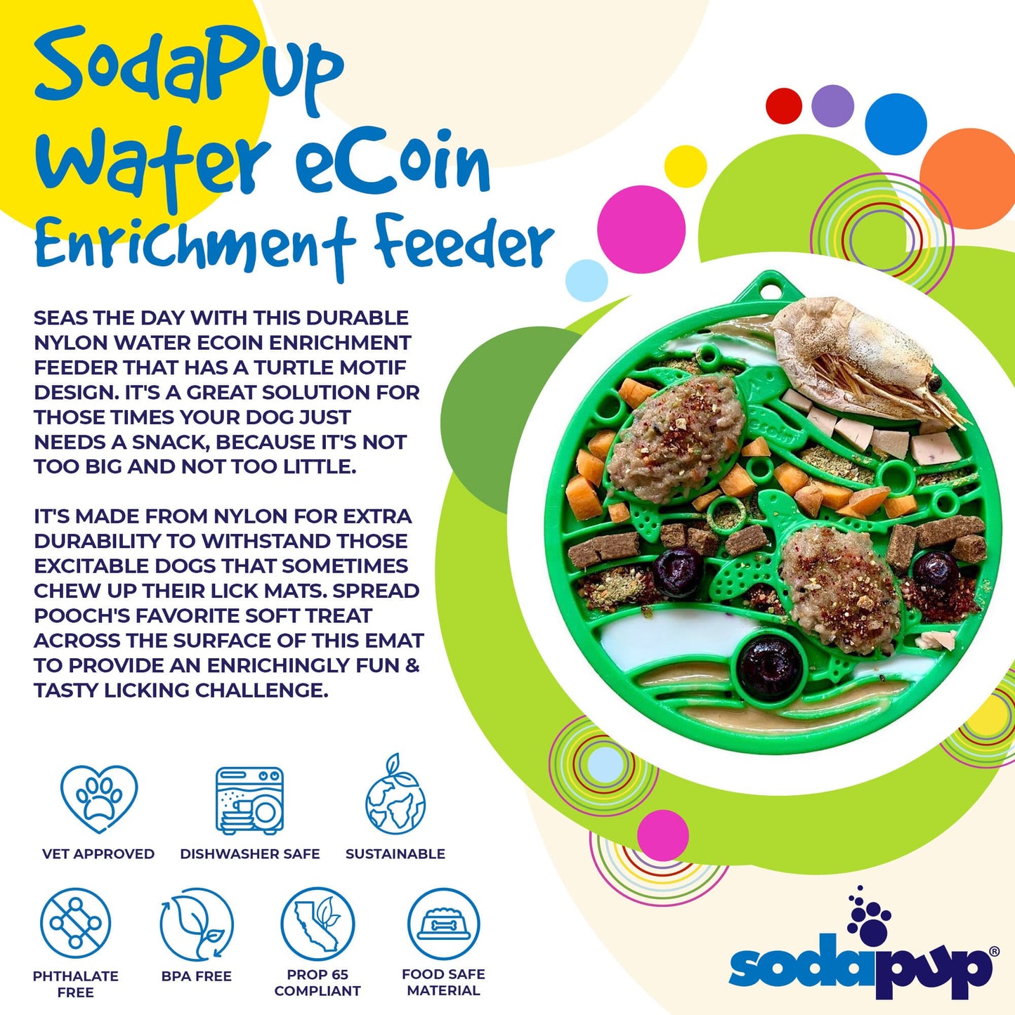 Water Nylon eCoin Durable Enrichment Snacking Coin for Dogs | USA-Made Lick Mat Alternative ECOIN SodaPup/True Dogs, LLC