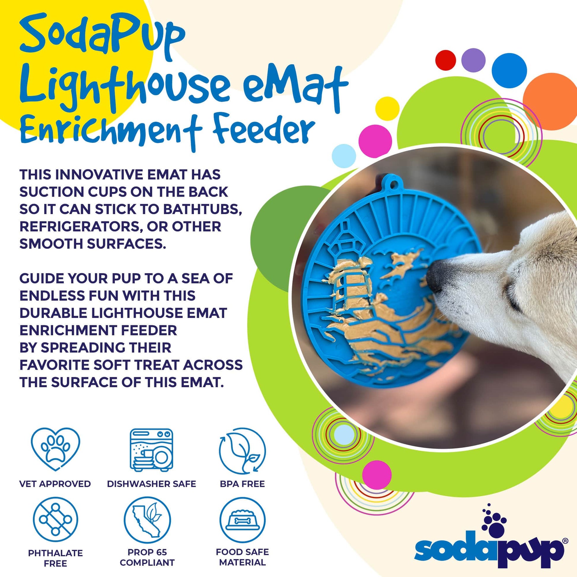 Lighthouse eMat - Enrichment Lick Mat For Dogs and Cats - With Suction Cups | USA Made EMAT SodaPup/True Dogs, LLC