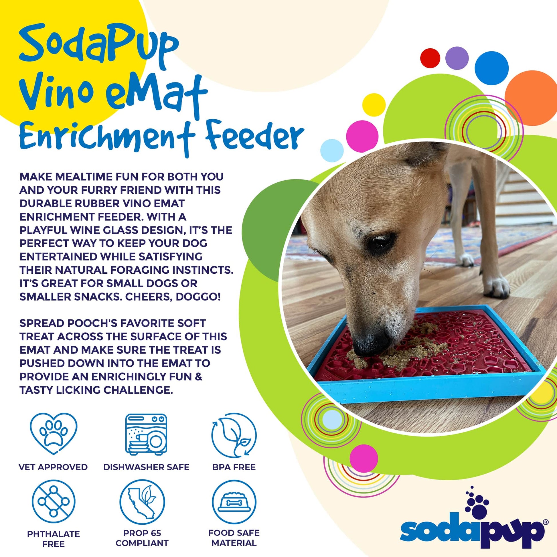 Vino Dog eMat - Enrichment Lick Mat For Dogs and Cats | Wine-Inspired Design| SodaPup EMAT SodaPup/True Dogs, LLC