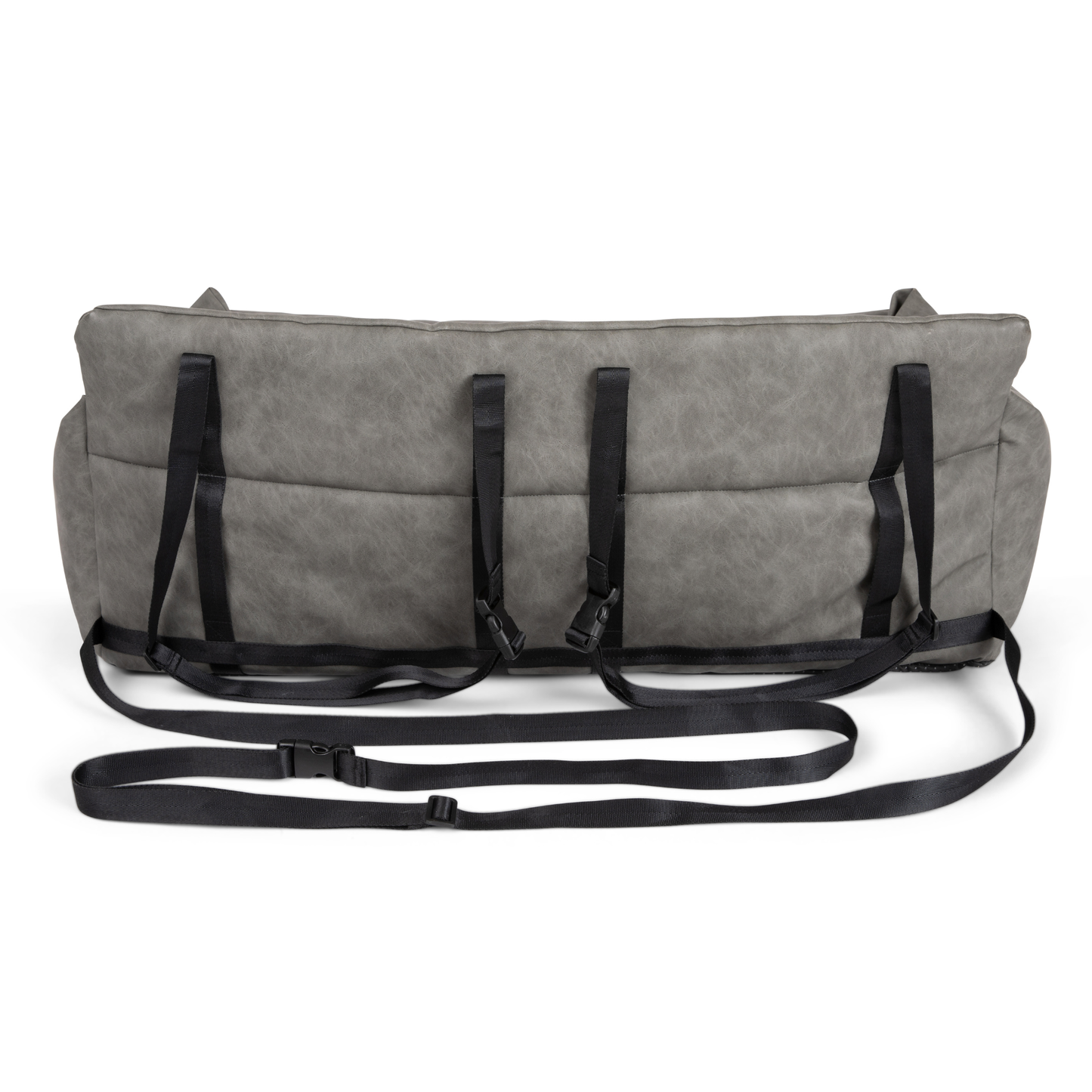 PupProtector™ Faux Cool-to-Touch Vegan Leather Memory Foam Dog Car Bed - Slate Gray Travel Paw.com
