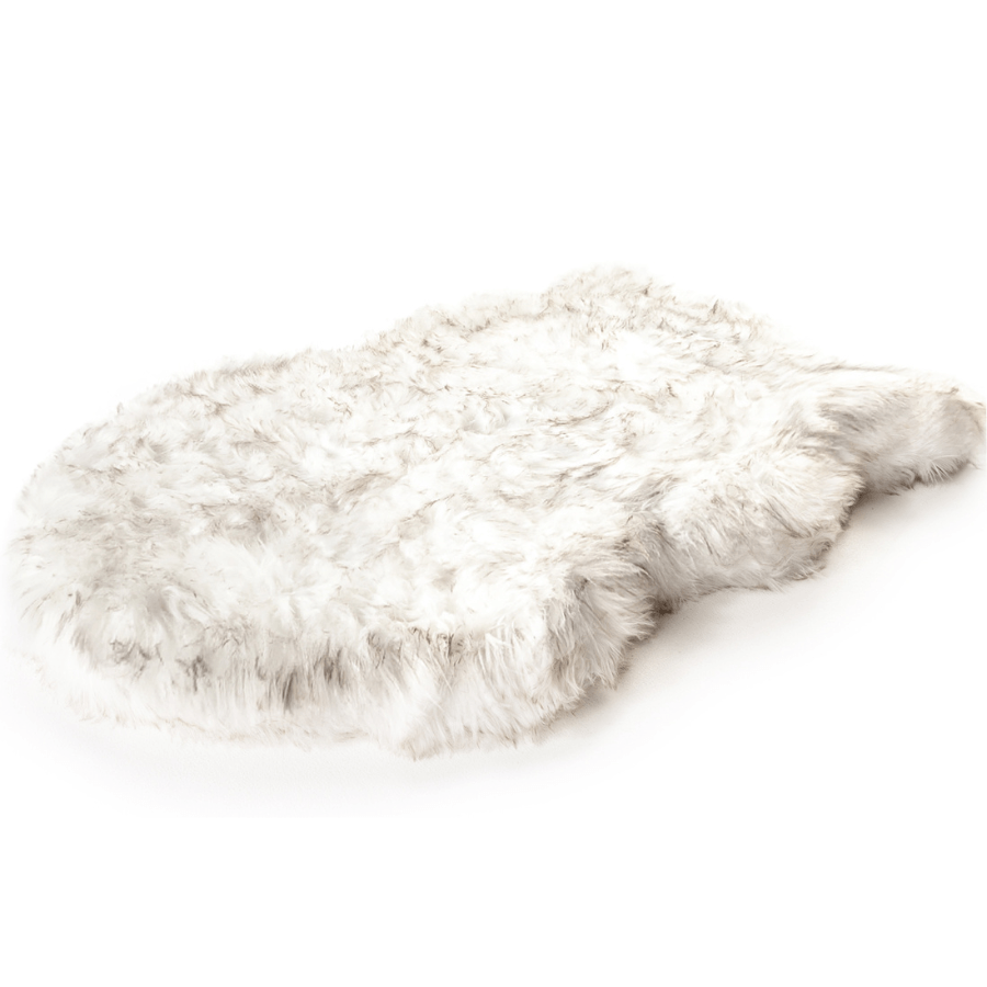 PupRug by Paw.com® Faux Fur Orthopedic Dog Bed - Curve White with Brown Accents Dog Beds Paw.com