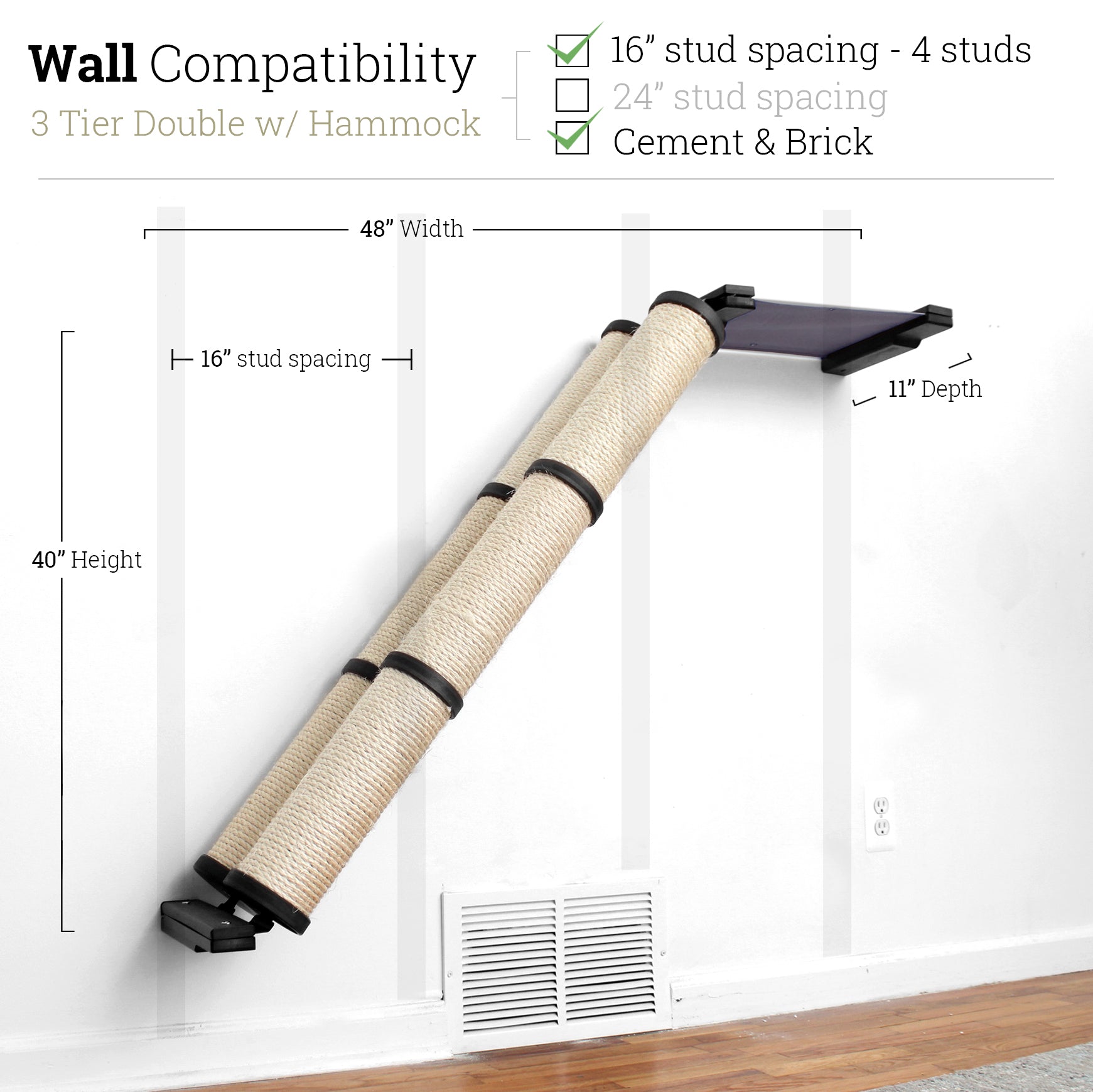 Slanted Cat Scratcher for Wall Cat Scratcher Catastrophic Creations