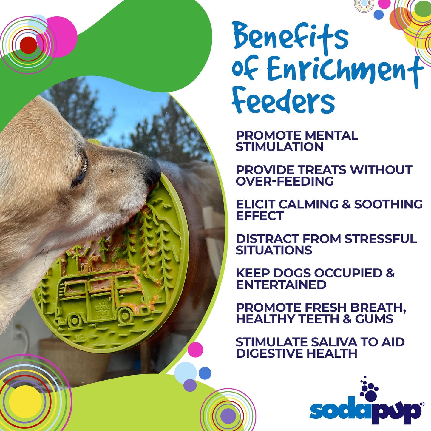 Camp eMat - Enrichment Lick Mat For Dogs and Cats - with Suction Cups | Retro Van Design | USA Made EMAT SodaPup/True Dogs, LLC
