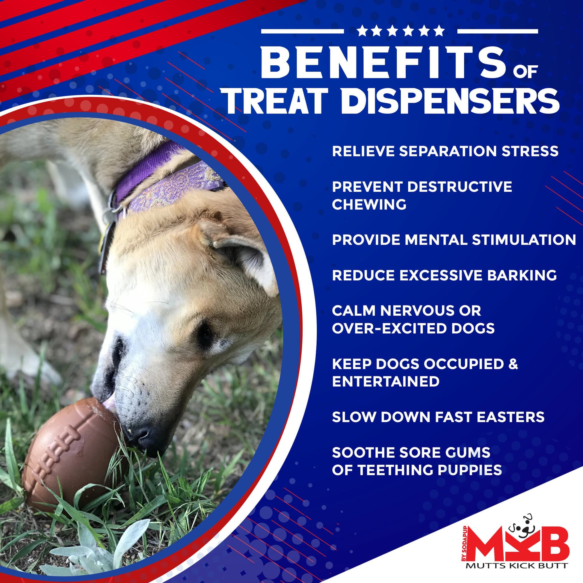 Football Dog Chew Toy & Treat Dispenser - USA Made | SodaPup Rubber Dog Toys SodaPup/True Dogs, LLC