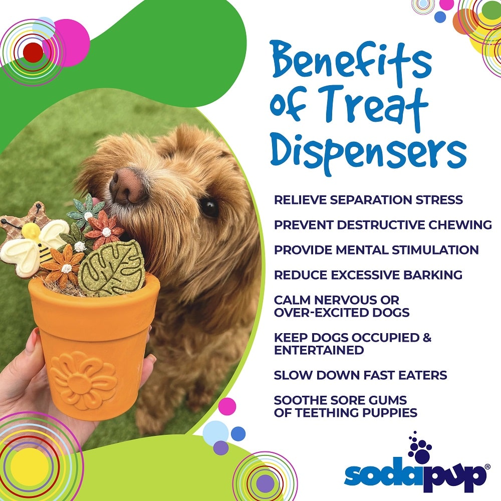 Large Flower Pot eCup Dog Treat Dispenser | Durable USA-Made Enrichment Toy | SodaPup Rubber Dog Toys SodaPup/True Dogs, LLC