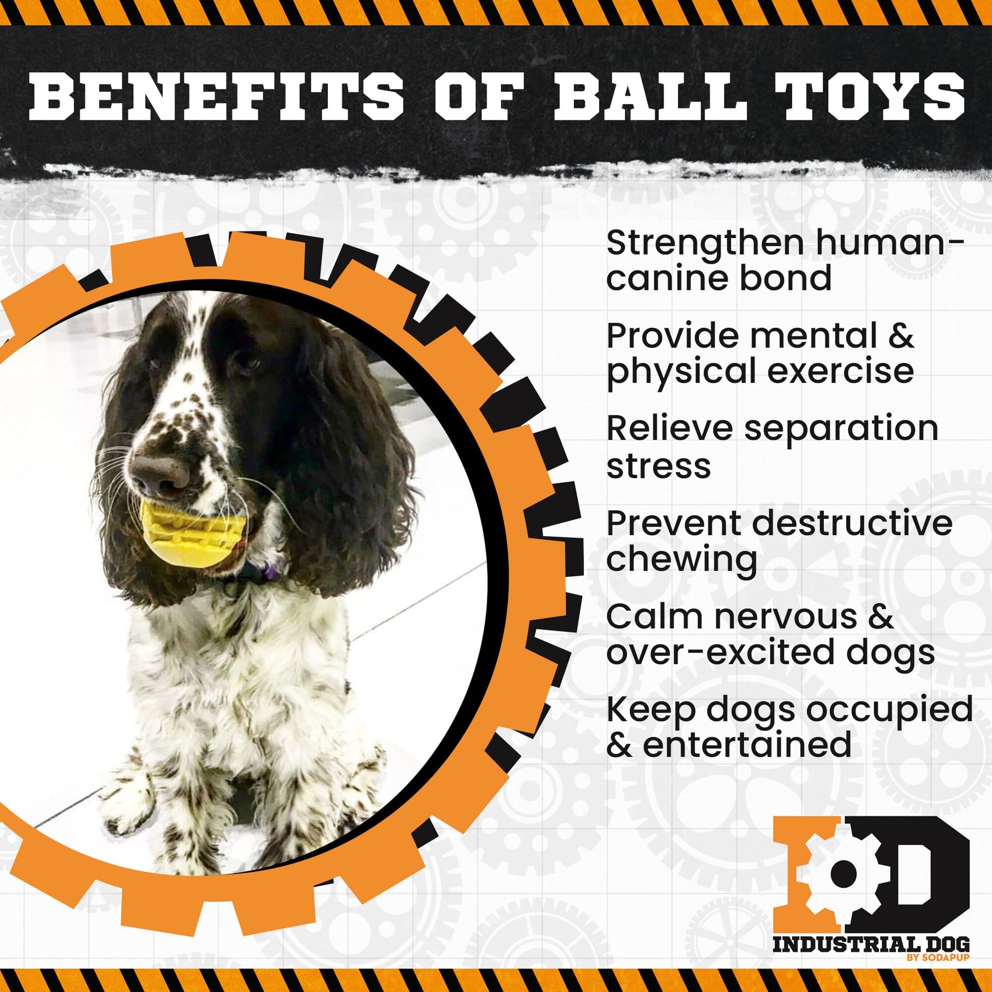 Industrial Dog Ball Rubber Chew Toy for Heavy Chewers | Yellow | USA Made | SodaPup Rubber Dog Toys SodaPup/True Dogs, LLC