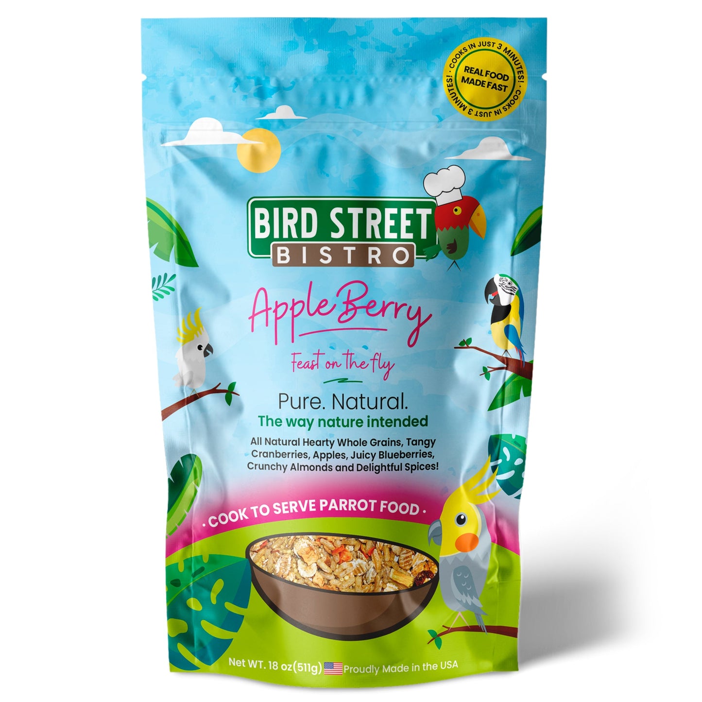 AppleBerry- Feast on the Fly 18 oz Parrot Food Bird Street Bistro
