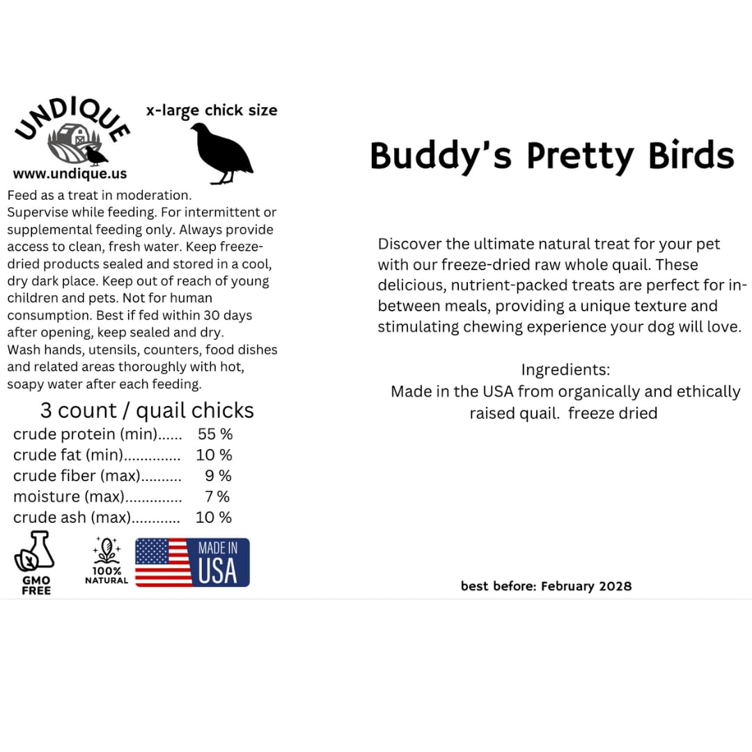 Buddy's Pretty Birds Whole Quail Chicks XL, 3 Count Quailz.com by Undique LLC