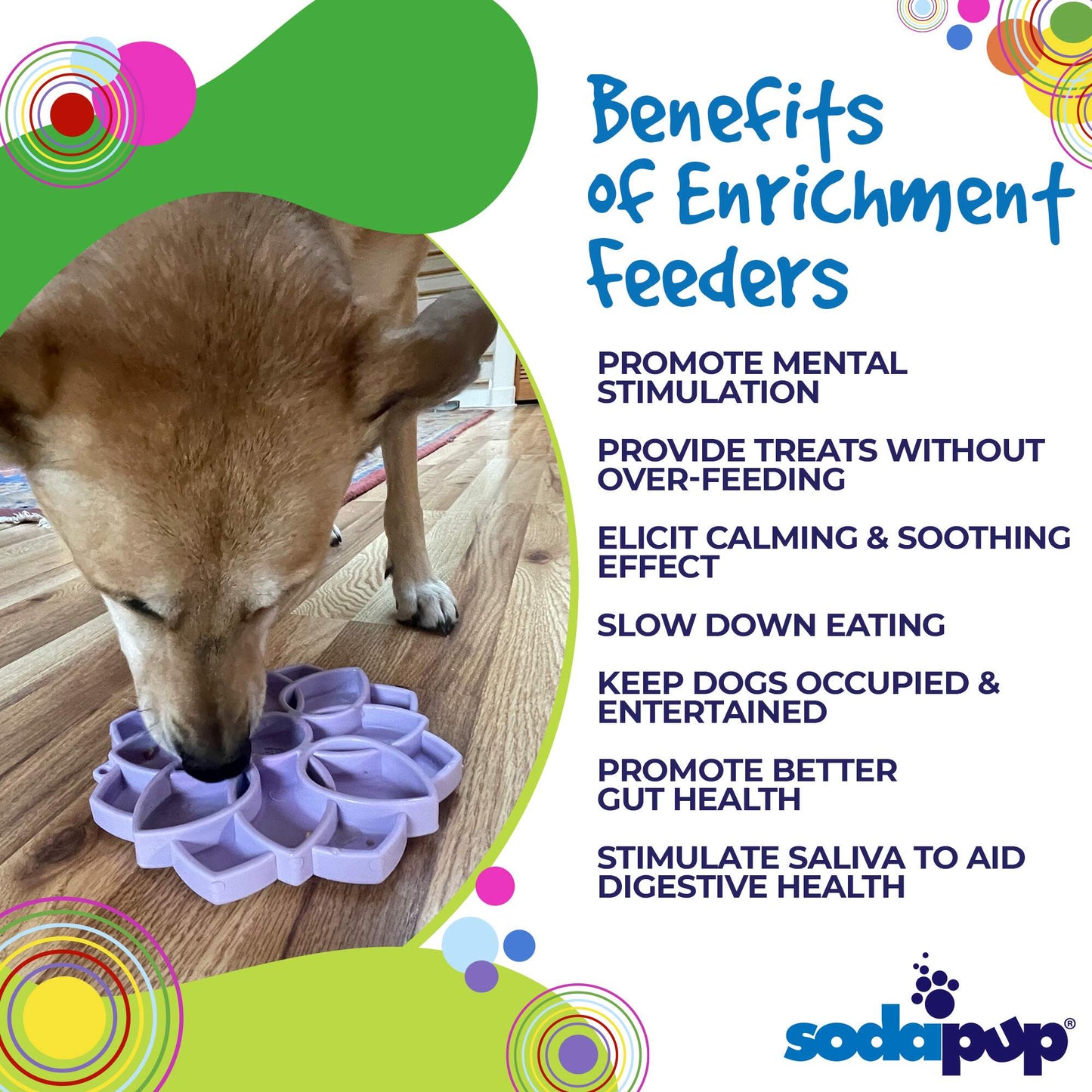 Mandala Softie eTray Shallow Slow Feeder Dog Bowl with Suction Cups | USA Made ETRAY SodaPup/True Dogs, LLC