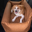 PupProtector™ Faux Cool-to-Touch Vegan Leather Memory Foam Dog Car Bed - Camel Travel Paw.com