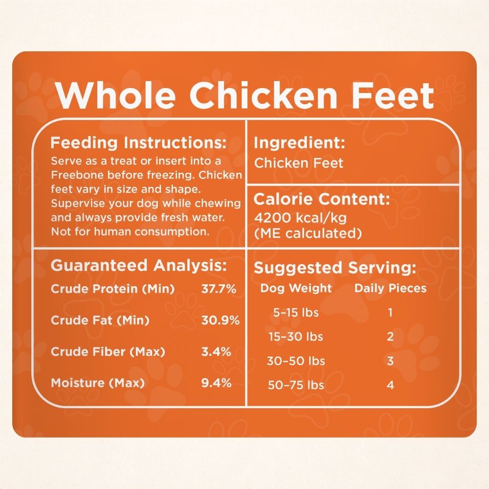 Freezbone Whole Chicken Feet Dental Treats for Dogs - Human Grade - Single Ingredient Dog Treats Freezbone