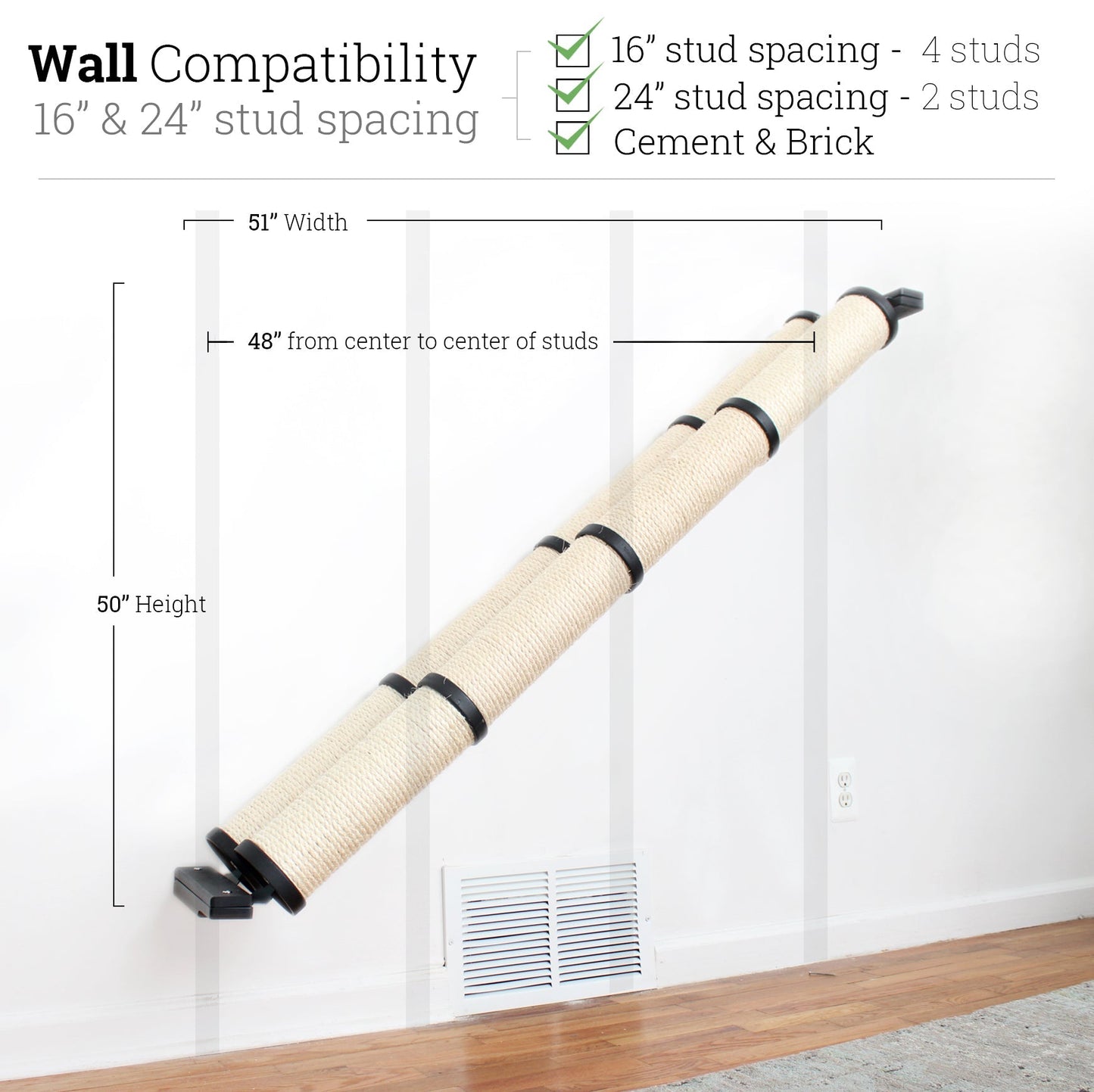 Slanted Cat Scratcher for Wall Onyx Bamboo 4-Tier Double None Cat Scratcher Catastrophic Creations
