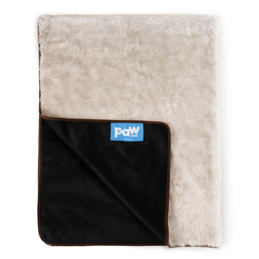 PupProtector™ Summer Short Fur Waterproof Throw Blanket - White with Brown Accents Dog Blanket Paw
