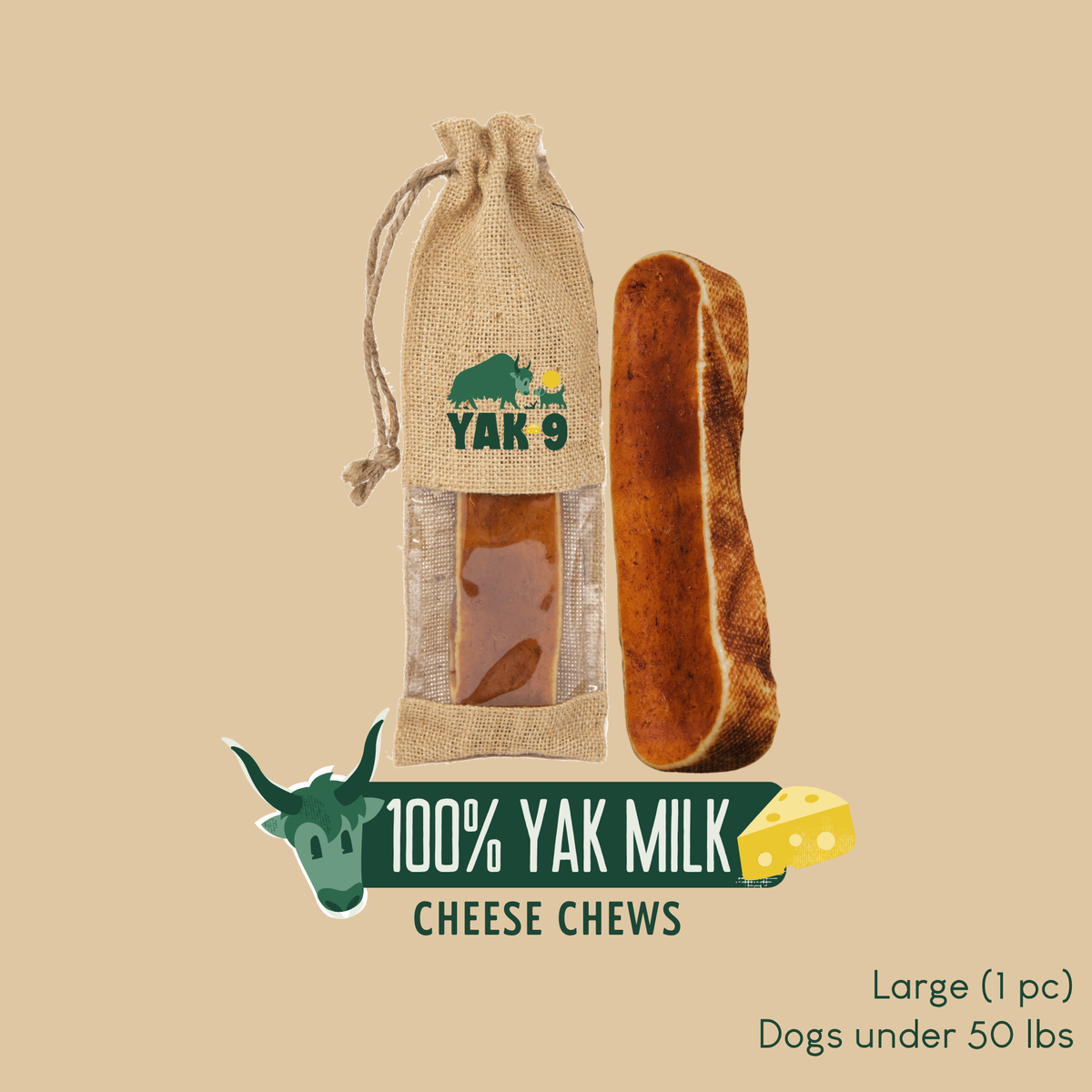100% Yak Milk Chews for Dogs Large (4oz) 1 pack 100% YAK CHEWS Yak9 Chews