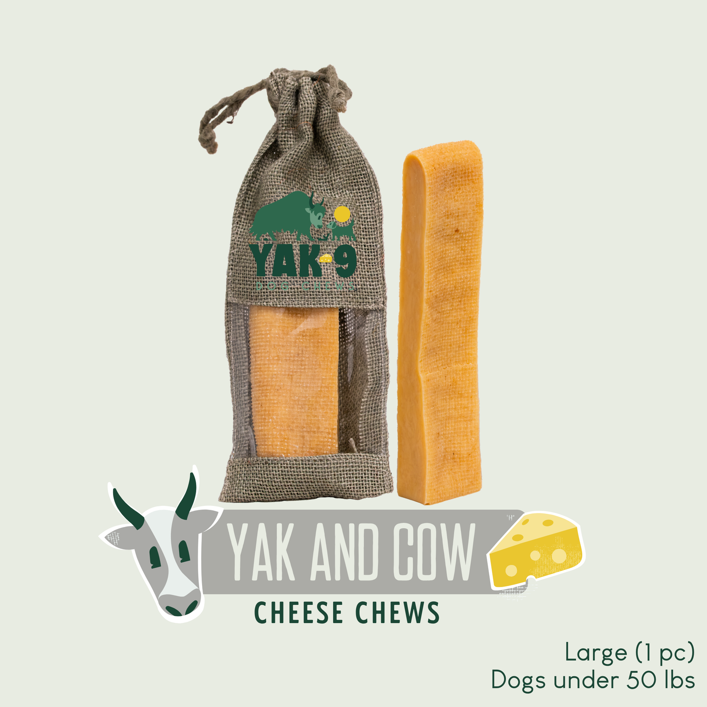 Yak and Cow Cheese Chews for Dogs Large (4oz) 1 pack YAK AND COW MILK CHEWS Yak9 Chews