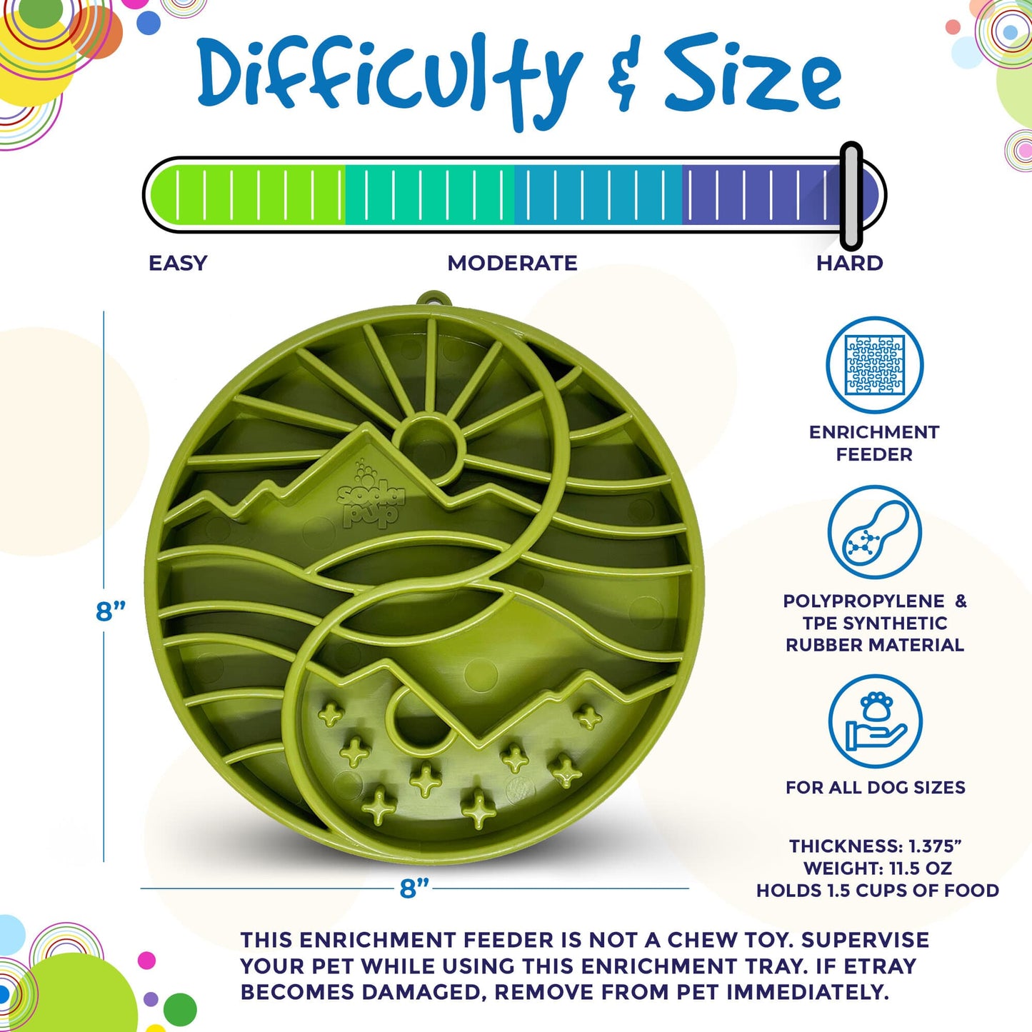 Sun and Moon eTray - Shallow Slow Feeder Dog Bowl for Enrichment | USA Made ETRAY SodaPup/True Dogs, LLC