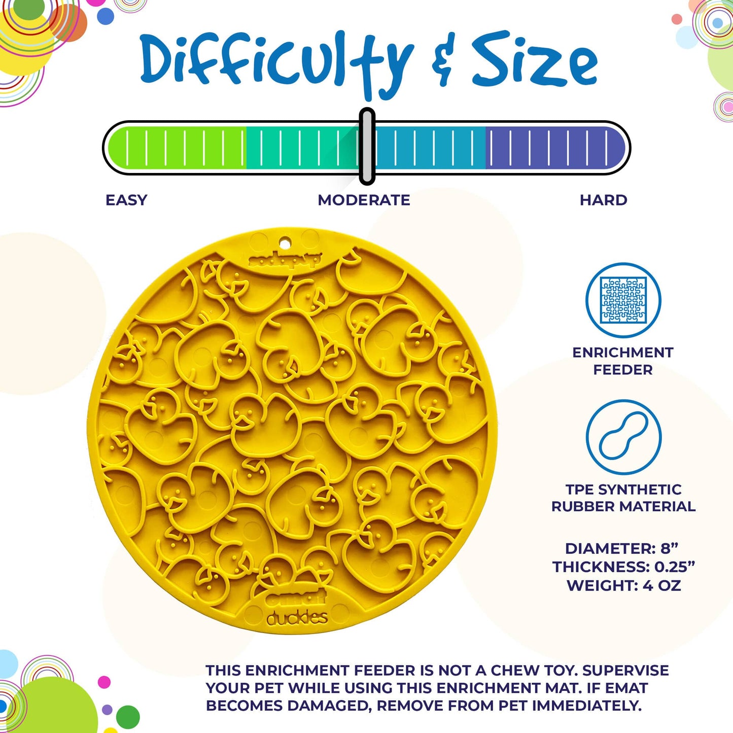 Rubber Duckies emat - Enrichment Lick Mat for Dogs and Cats - with Suction Cups | Bath Time Design | SodaPup USA Made EMAT SodaPup/True Dogs, LLC