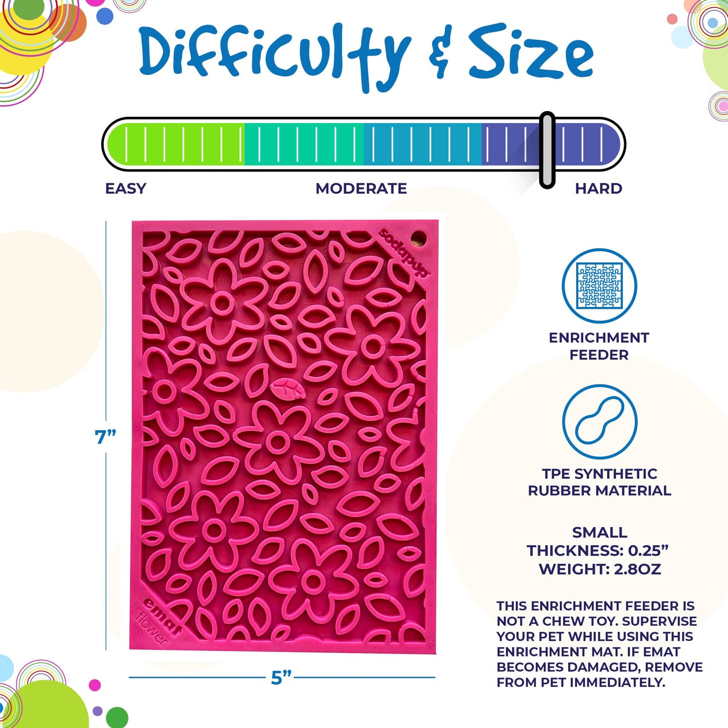 Flower Power emat - Enrichment Lick Mat for Dogs and Cats | Flower Design | USA Made EMAT SodaPup/True Dogs, LLC