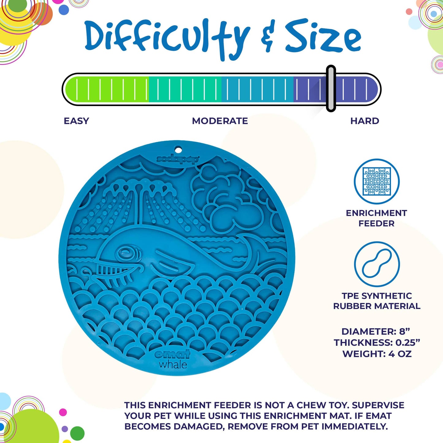 Whale eMat - Enrichment Lick Mat for Dogs and Cats - with Suction Cups | Whale Design | USA Made EMAT SodaPup/True Dogs, LLC