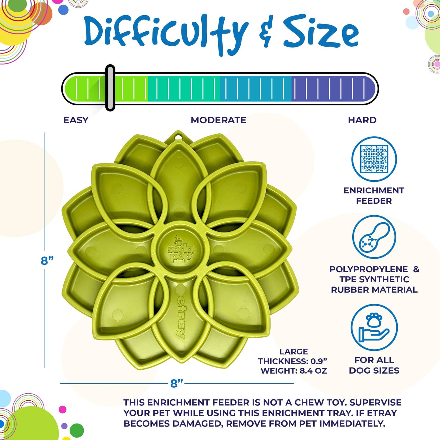 Mandala eTray Shallow Slow Feeder Dog Bowl for Enrichment | USA Made ETRAY SodaPup/True Dogs, LLC