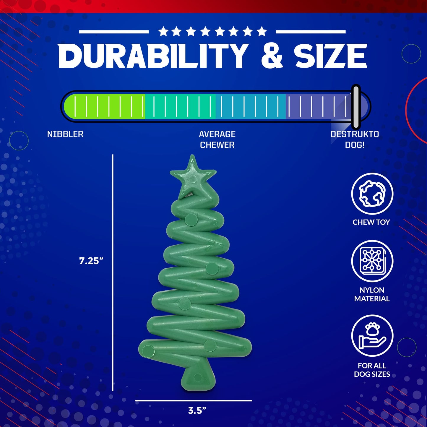 Christmas Tree Nylon Dog Chew Toy for Aggressive Chewers | USA Made & FDA Compliant Nylon Dog Toys SodaPup/True Dogs, LLC