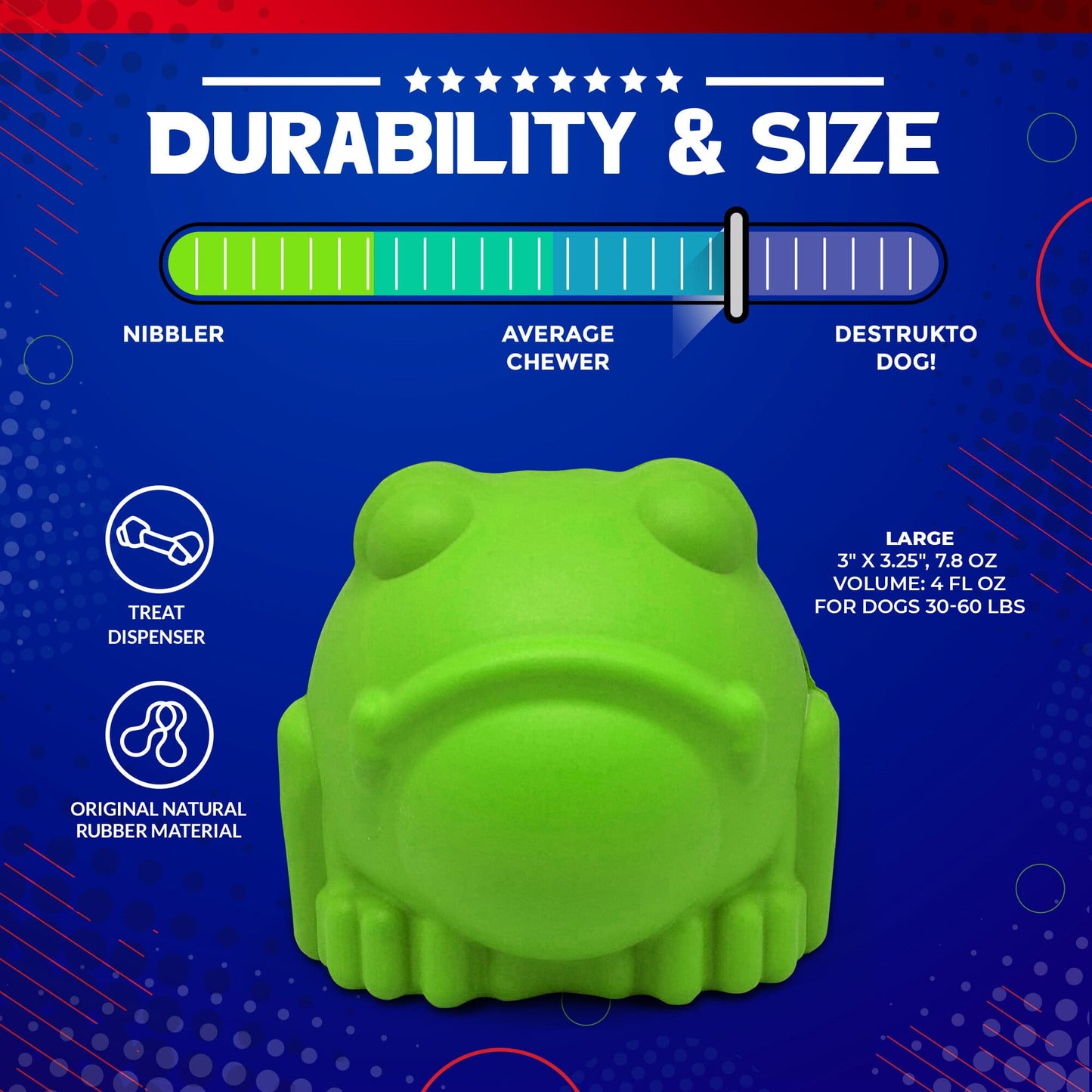 Bull Frog Dog Chew Toy & Treat Dispenser - USA Made | SodaPup Rubber Dog Toys SodaPup/True Dogs, LLC