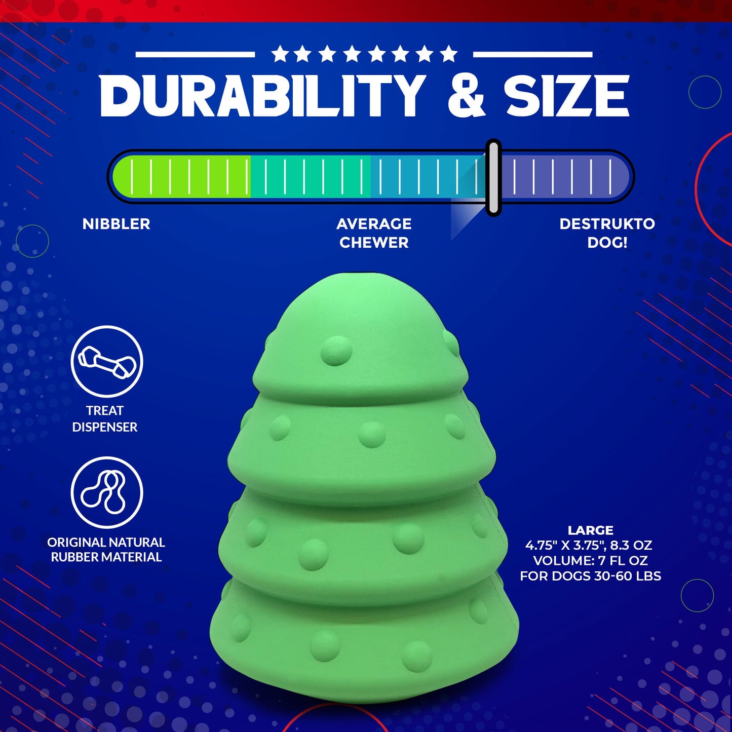 Christmas Tree Dog Toy - Durable Rubber Chew Toy for Large Dogs | USA Made Rubber Dog Toys SodaPup/True Dogs, LLC