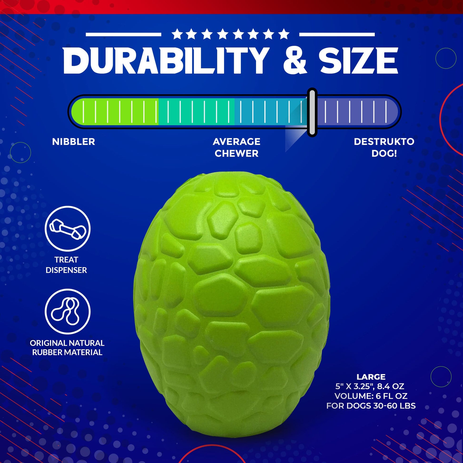 Dinosaur Egg Dog Chew Toy & Treat Dispenser - USA Made | SodaPup Rubber Dog Toys SodaPup/True Dogs, LLC